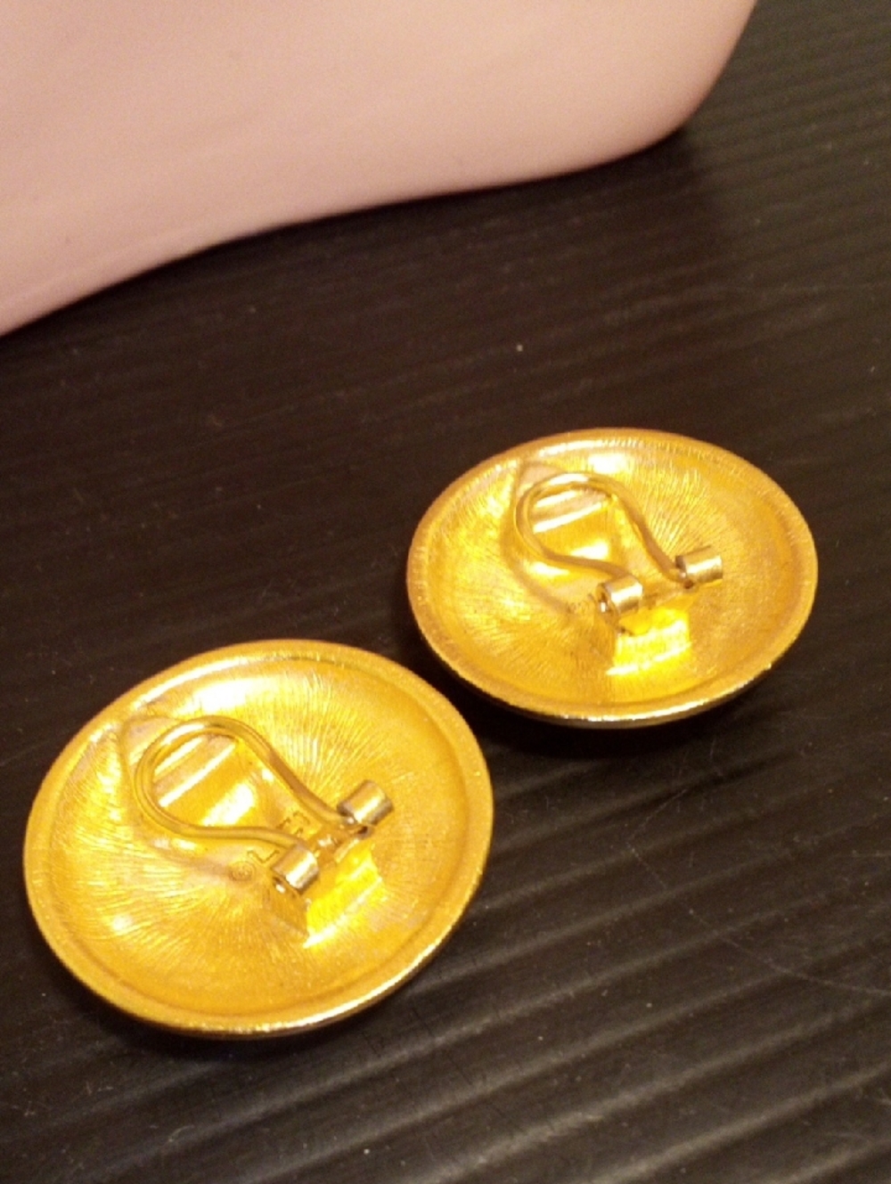 Gold Crest Button-Style Earrings - Picture 5 of 5